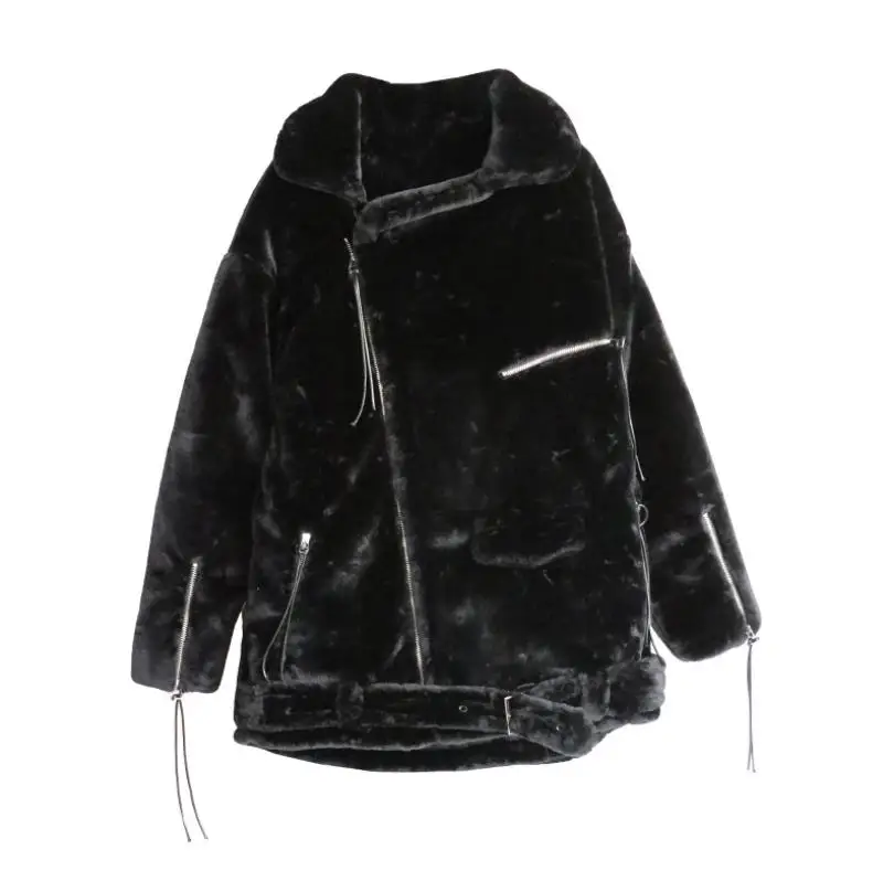 

Fashion women leopard print loose fur coats 2019 winter new soft velvet zipper coats thickness warm outerwear female gx1630