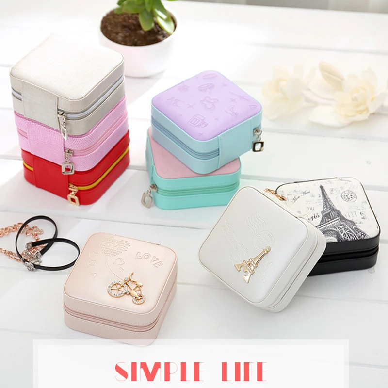 Дорожные мини кожаная шкатулка для ювелирных изделий из полиуретана украшений в