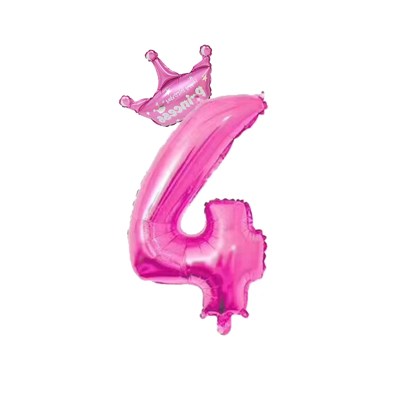 Pink Crown 4 2 шт. 32 дюйма розовый и голубой номер цифры фольги Воздушные шары 1 2 3 4 5 6 7 8 9 лет ребенок Мальчики Девочки День рождения корона фольги воздушный шар Декор - Цвет: Pink Crown 4