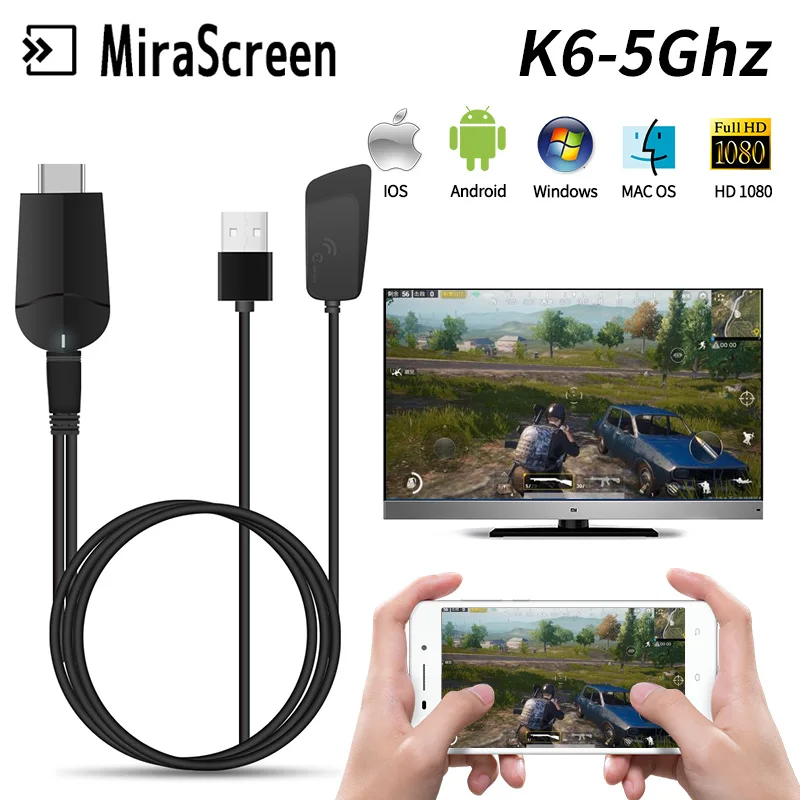 Беспроводной ключ доступа к ТВ WiFi Дисплей приемник 4K * 2K HD K6 2 4G/5G 1080P HDMI Miracast Airplay