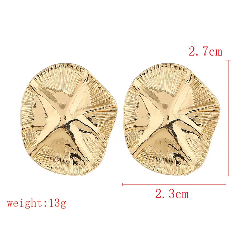 Gold color Metal Geometric Statement Earrings For Women Charm Trendy Glossy Drop Dangle for Jewelry | Украшения и аксессуары
