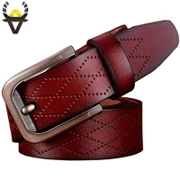 fashion geometric genuine leather belts for men luxury pin buckle belt man quality second layer cow skin strap male width 3 8 cm