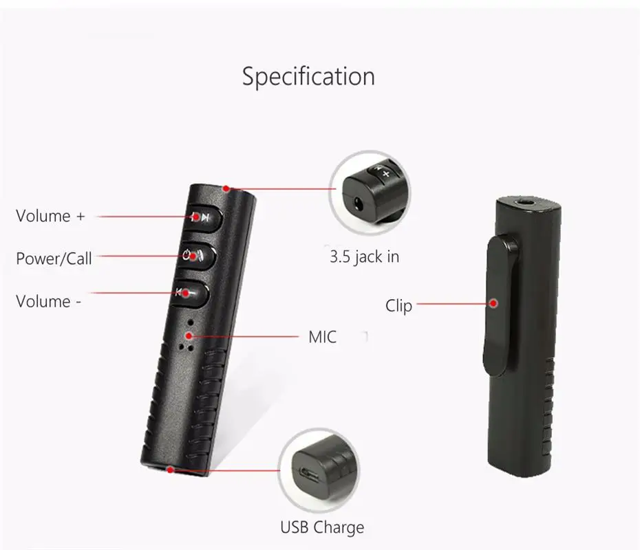 Автомобильный Bluetooth адаптер беспроводной приемник громкой связи 3 5 мм AUX с