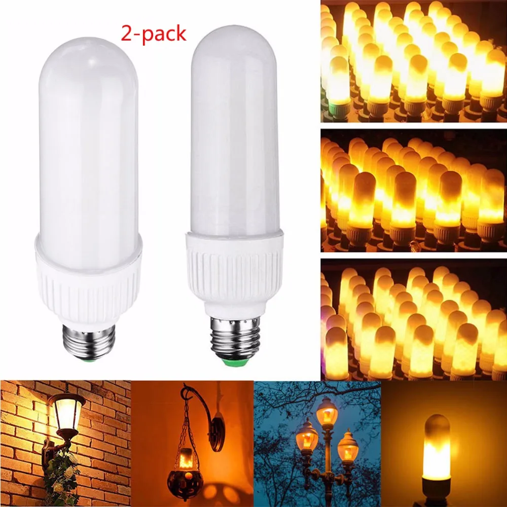 2-pack Dynamic Flame Effect E27 LED Bulb Lamp AC100V-265V Emulation Fire Burning Flicker Bulb light Christmas Holiday lights