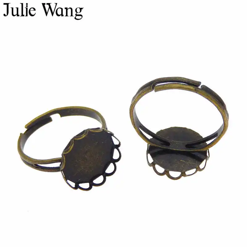 Julie Wang 8 шт. смешанных колец винтажные античные бронзовые Регулируемые Пустые