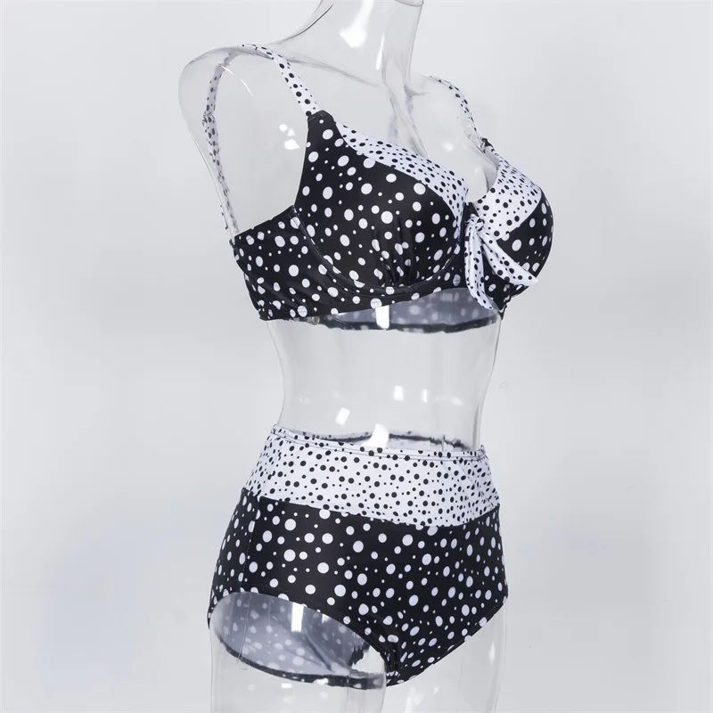 2019 Bikini Large size high waist split swimsuit printed with steel bracket shoulder pad and adjustable | Спорт и развлечения