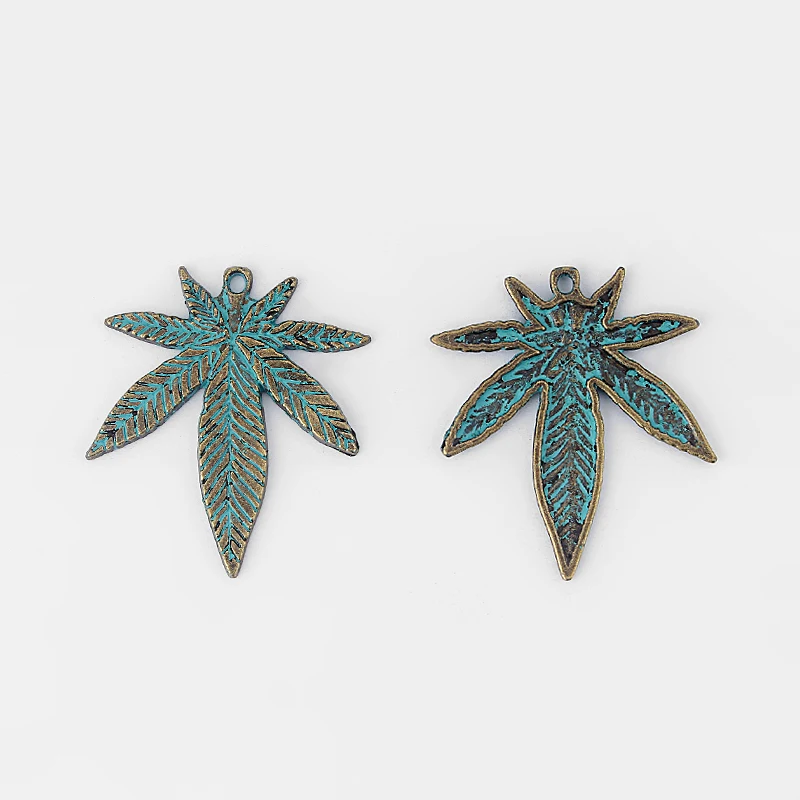

10pcs Ancient Greek Bronze Pot Leaf Weed Charms Pendants 34x39.5mm