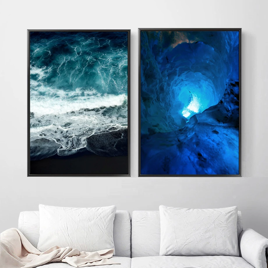 

Sea Tunnel Blue Hole Quotes Wall Art Canvas Painting Nordic Poster And Prints Landscape Wall Pictures For Living Room Home Decor