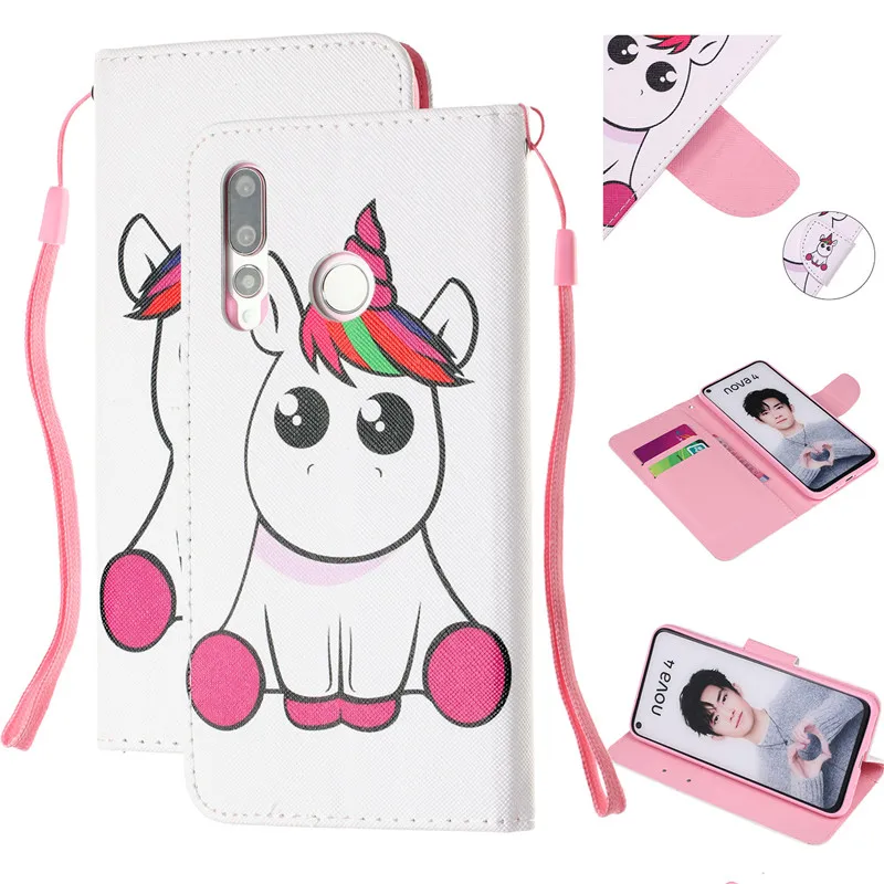

Cartoon Dog Unicorn Case For Coque Huawei Nova 3i Case Flip Leather Back Cover For Huawei Nova 4 Case Cover Phone Case Fundas