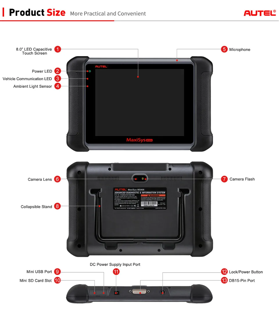 Autel MaxiSys MS906 автомобильный диагностический инструмент Автомобильный сканер OBD2