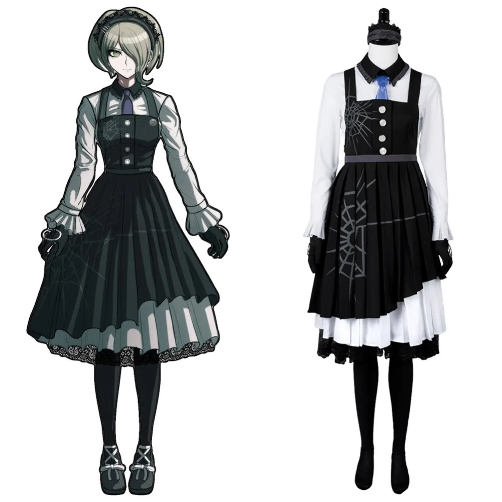 Костюм горничной из Danganronpa для косплея полный комплект одежды Хэллоуина
