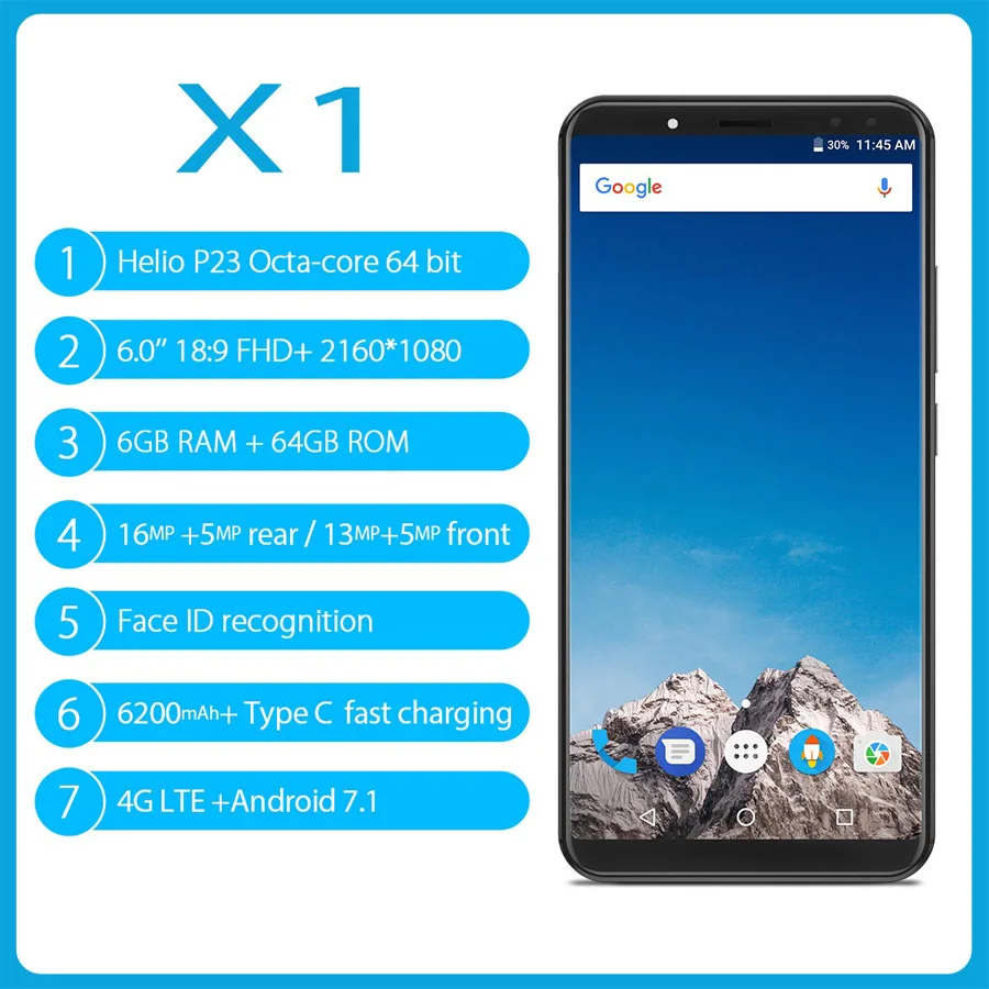 Оригинальный Vernee X1 сеть 4G LTE мобильный телефон 5 99 'ཎ:9 FHD Android 7 1 MT6763 Octa Core 6 г