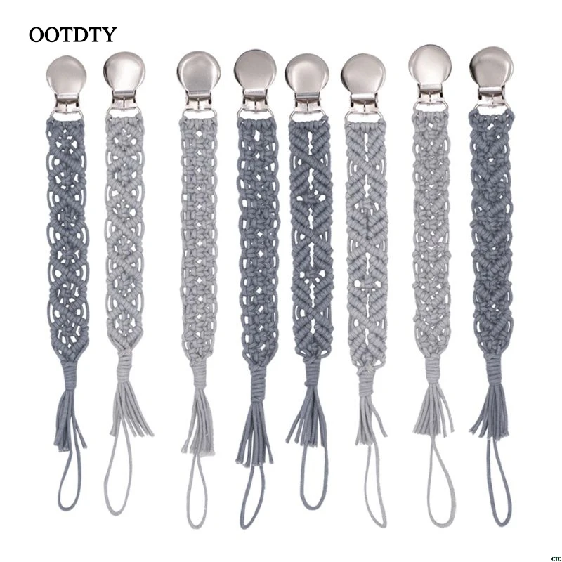 Зажим для соски-пустышки ручной работы винтажная хлопковая пряжа