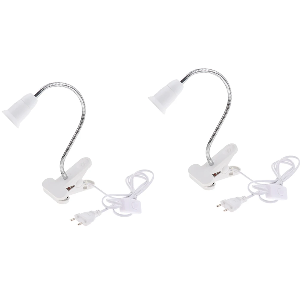 2Pcs/lot E27 Clip On Reading Light Base Desk Lamp Socket White EU Plug Used for Dresser Lighting | Лампы и освещение