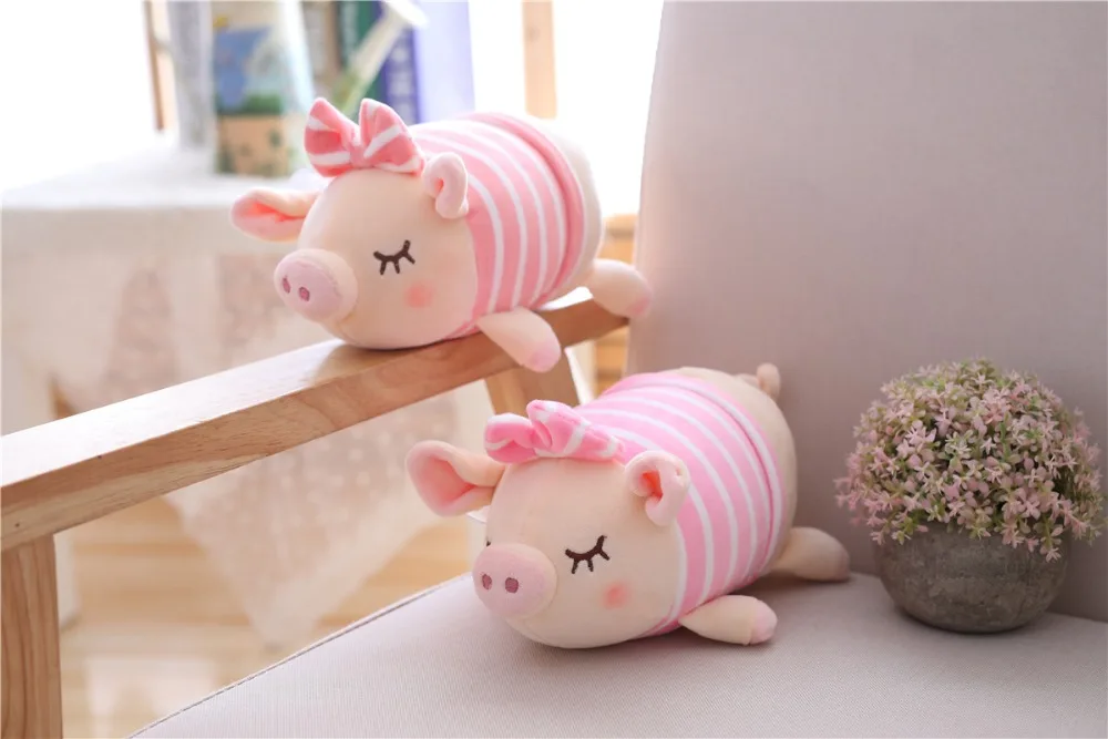 Kawaii розовый бантом Свинья Мягкие плюшевые игрушечные лошадки милые подушки поросенок стежка куклы, чучела животных в форме поросенок для маленьких д
