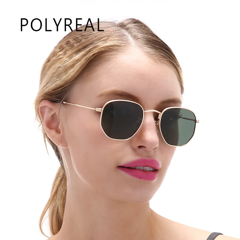 POLYREAL Мода Классические поляризованные гексагональной солнцезащитные очки Для