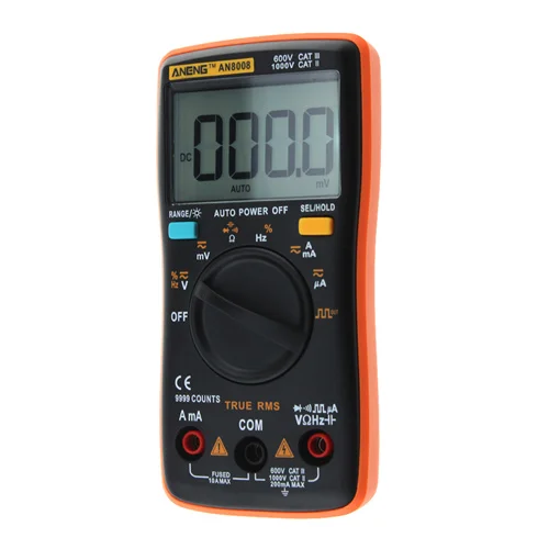 Orange AN8008 True RMS lcd Цифровой мультиметр 9999 отсчетов квадратная волна AC DC Напряжение Амперметр Ток Ом Авто/ручная подсветка - Цвет: Orange
