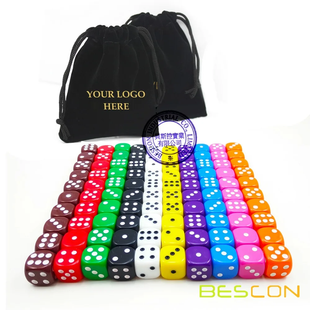 Bescon Разноцветные 16 мм игровые игральные кости Упаковка 100 шт. 10 различных цветов