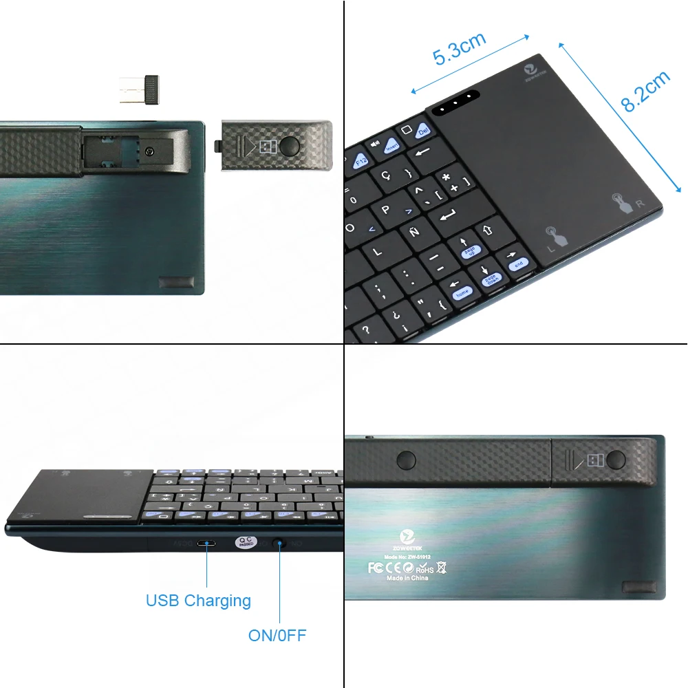 Беспроводная клавиатура Zoweetek Mini i12plus 2 4 ГГц русская испанская английская Teclado с