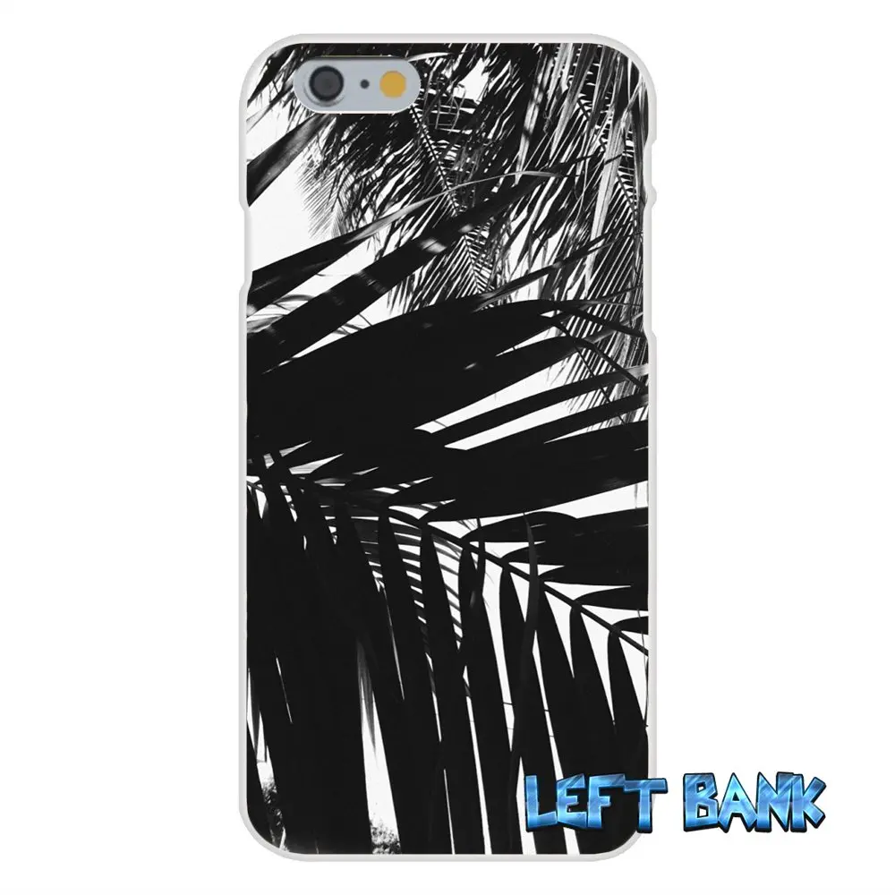 For Samsung Galaxy Note 3 4 5 S4 S5 MINI S6 S7 edge Black white palm leaves trees Art Soft Silicone TPU Transparent Case |