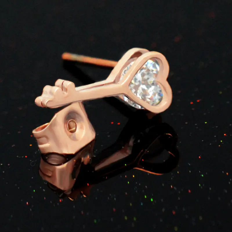 Женские серьги гвоздики из нержавеющей стали с кристаллами|designer studs|crystal studrose gold
