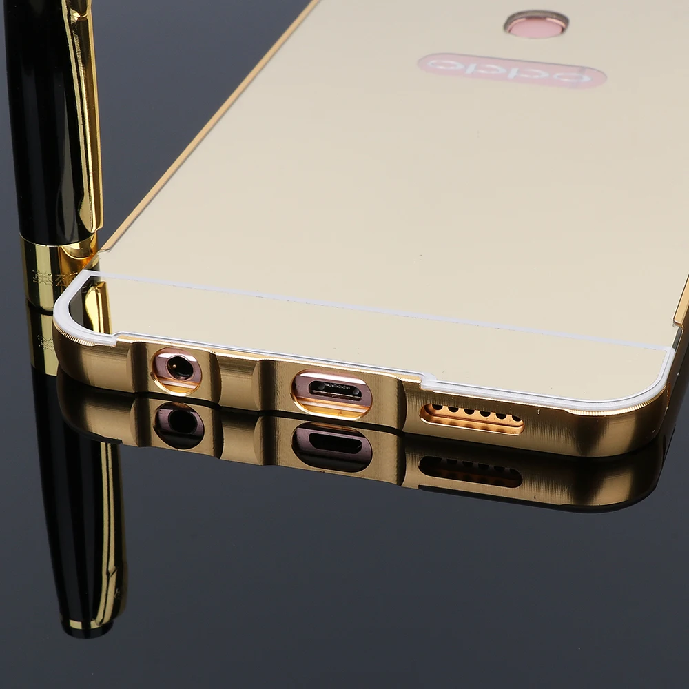 Модные Роскошные зеркальные Чехлы цвета розового золота для OPPO R11S PLUS алюминиевая