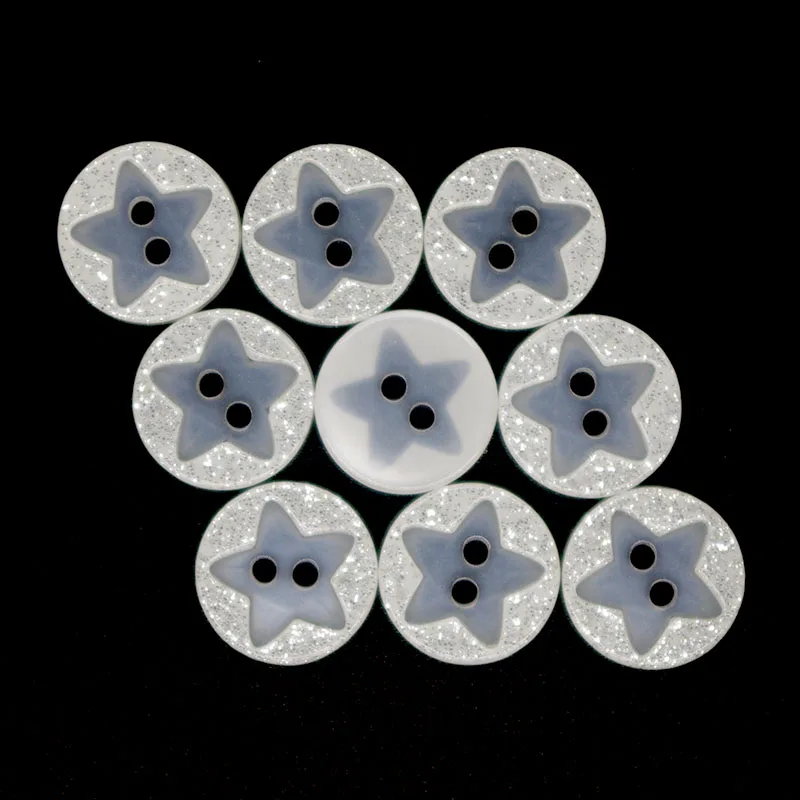 

50PCs Resin Buttons 2 holes Pearl Round Star Button Scrapbooking Sewing Accessories Craft Bottoni Botoes JS9032 12.5mm