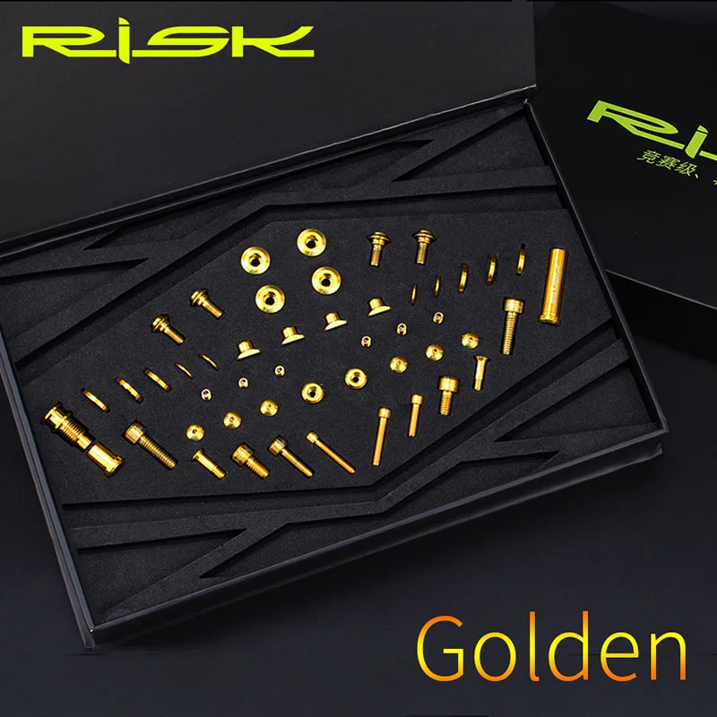 Gold Риск 49 шт./компл. титановый сплав TC4 велосипедные болты для переключателя скоростей велосипеда дорожный велосипед UT R8000 болты наборы тормоз для дорожного велосипеда винты велосипедные части - Цвет: Gold