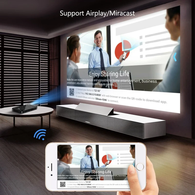 Android Беспроводной Bluetooth 2,4G/5G Wifi 4K Hdmi-In мини Dlp проектор поддержка Miracast Airplay мобильный проектор