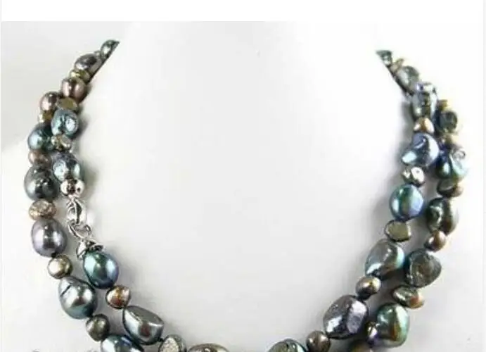 Красивое Ожерелье из черного пресноводного жемчуга в стиле барокко 36 &quot50&quot 10 11