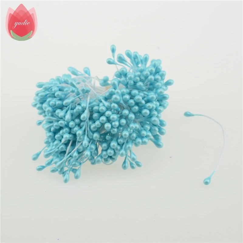 light blue 300 шт Мини жемчужная тычинка сахар ручной работы искусственный цветок для свадебного украшения DIY Скрапбукинг декоративный венок поддельные цветы - Цвет: light blue
