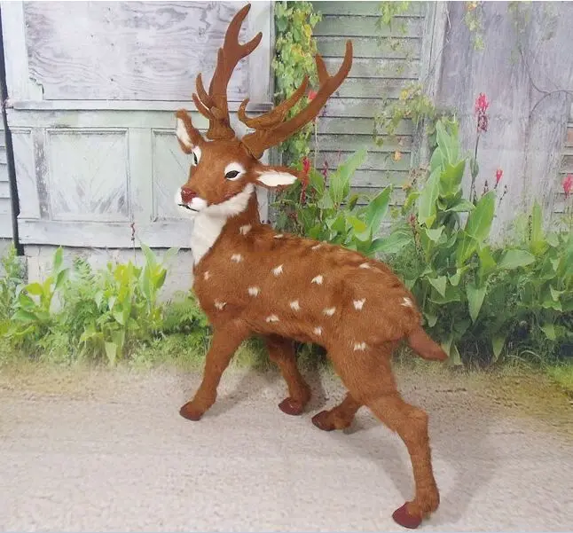 

simulation sika deer model polyethylene & real furs christmas deer large 60x30x80cm handicraft,prop,home decoration gift a2585