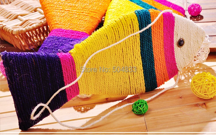 Забавная палка для кошек котенок сизаль stratcher игрушка в виде рыбы большой