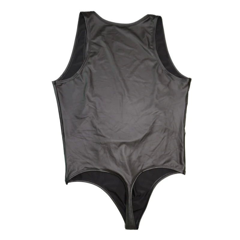 Hot Mens Sexy Lingerie Latex Jumpsuits Black Patent Leather Sleeveless Erotic Bodysuit Jumpsuit Male Nightclub Costumes New |