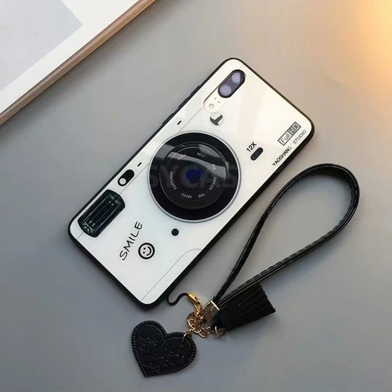 White SYCASE стильная ретро камера стеклянная оболочка для huawei mate 20 Lite mate 20 Pro mate 10Pro чехол все включено противоударный чехол для женщин - Цвет: White