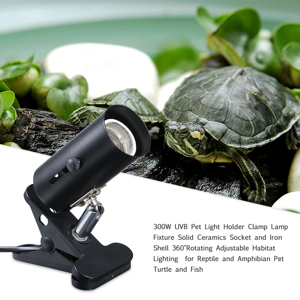 

300W Stand Metal Heating Bulb Clip Turtle With Switch Fish Tank Pet Reptile Lamp Holder Light Clamp Habitat Fixture UVA+UVB Base
