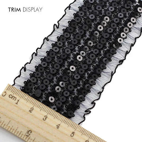 Вышитая бисером ткань с блестками аппликация эластичная кружевная лента вышитая