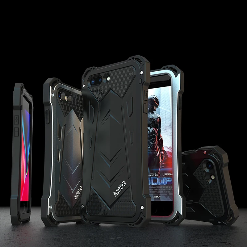 R-JUST Mechanical Armor Aluminum Back Cover High Quality Strong Phone for iPhone 7 8 plus metal case Hard Metal |