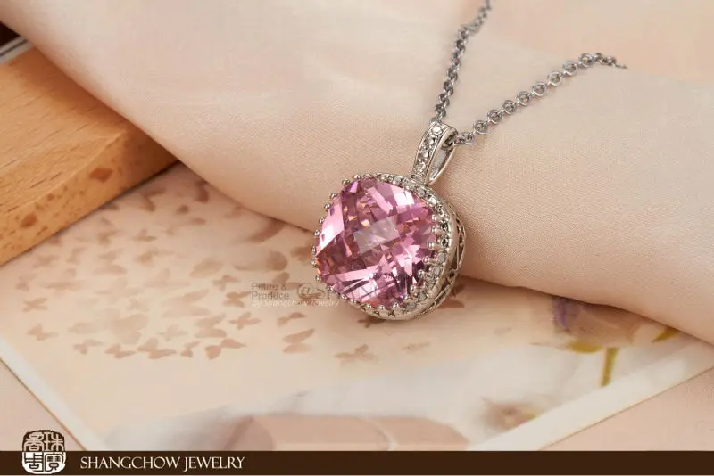 Новинка! Бум модные ювелирные изделия розовый кунцит Кварц 925 стерлингового