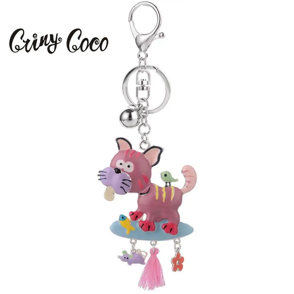 Милая розовая мультяшная цепочка для ключей в виде щенка женские Уникальные