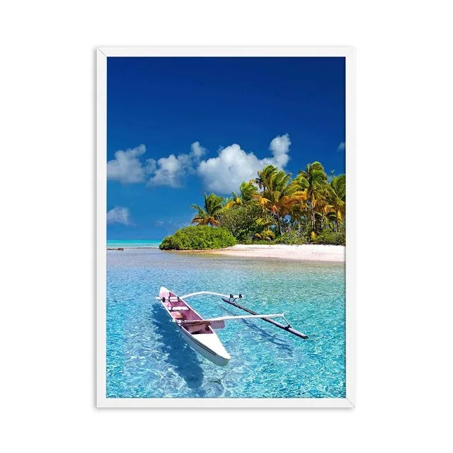 Скандинавский морской пейзаж постеры и принты парусиновая лодка картина