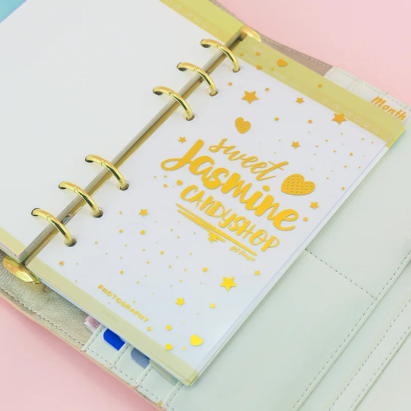 

Fromthenon Cute Creative 6 Holes Binder Planner Notebooks Gold Foil Index Divider Bookmak Accessories Today Weekly Monthly 3 Pcs