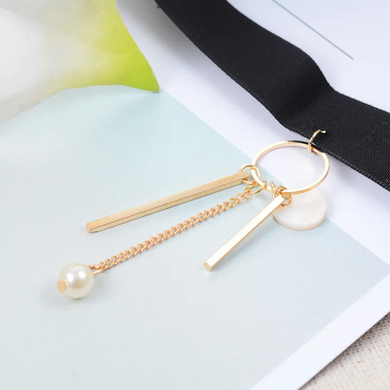 South Korea velvet Black Circle Necklace Shell tassel Velvet Shutiao Pearl | Украшения и аксессуары