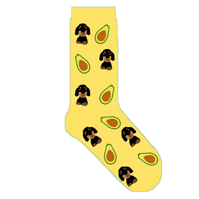 dachshund socks Носки авокадо с бультерьером Бигль такса далматинские границы колли Ротвейлер милые женские носки с собакой 50 пар/лот - Цвет: dachshund socks