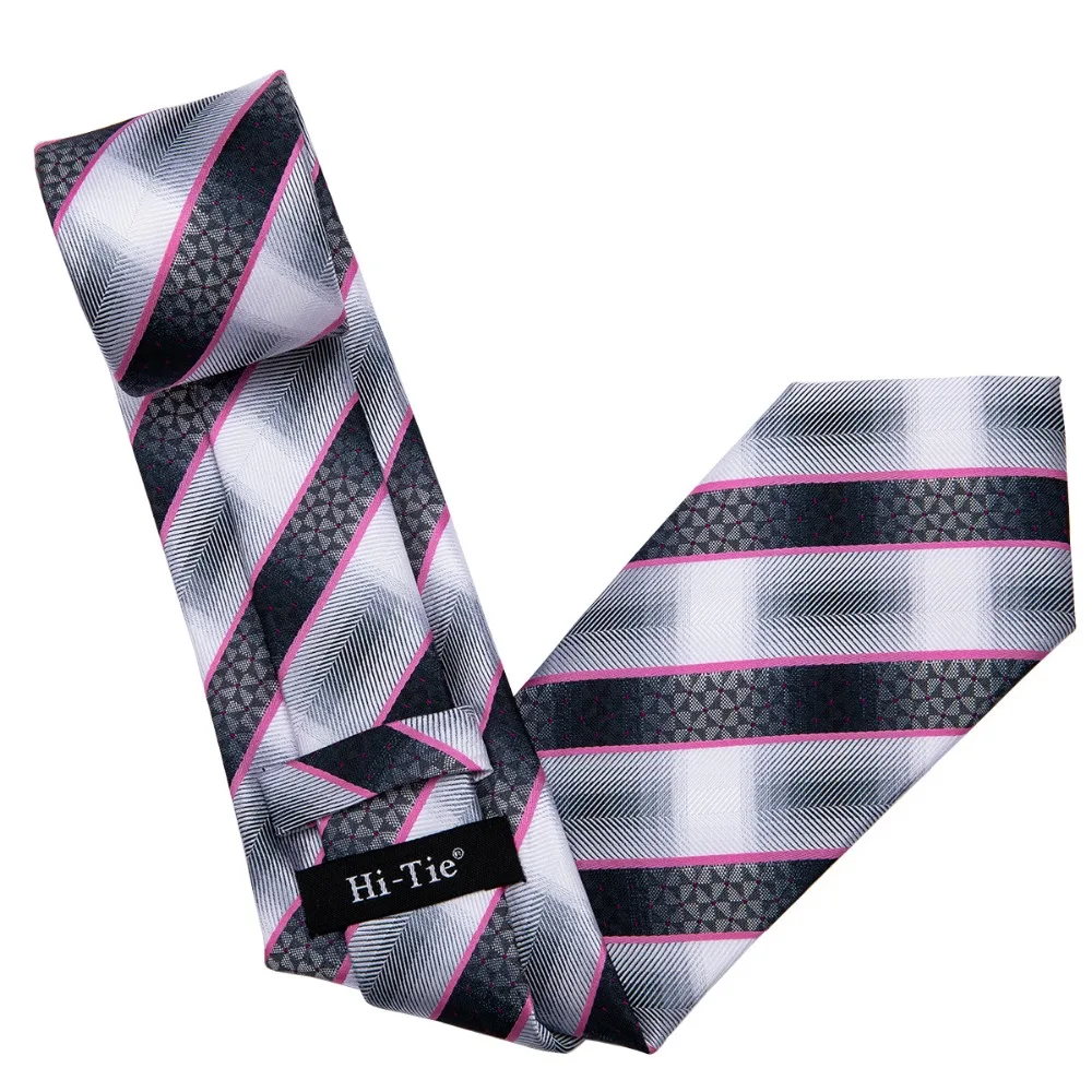 Hi Tie 2019 Новинка полосатые галстуки для мужчин 100% шелк мужской комплект галстука