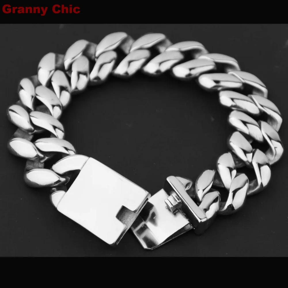 Granny Chic мужские ювелирные изделия высокого качества Bling Серебряный браслет из