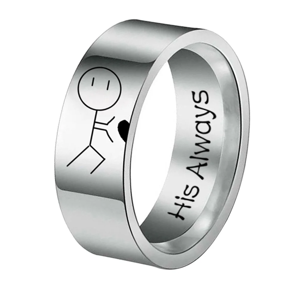 Her Forever его всегда мультфильм абстрактное кольцо из нержавеющей стали пара