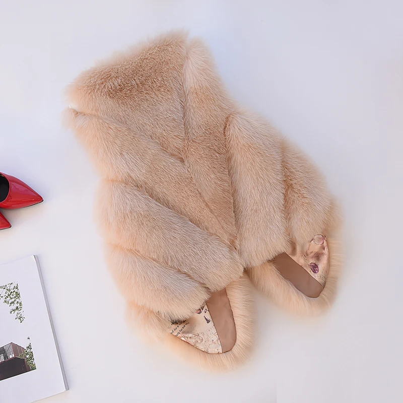 2018 new imitation fox fur vest female long section Korean stitching Lap top Slim winter Faux Fur Vest Women | Женская одежда