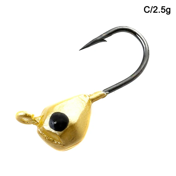 C 2.5g 5 Pcs Winter Ice Fishing Hook Lure Mini Metal Bait Fish Head Hook Bait Jigging Fishing Tackle KH889 - Цвет: C 2.5g