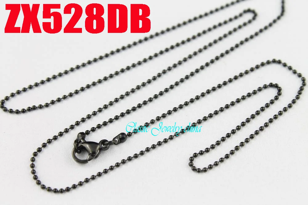 Черная шариковая цепь 1 2 мм с застежкой лобстером ожерелье из нержавеющей стали